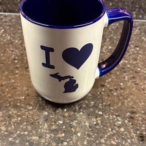 Blue and White Michigan Heart Mug